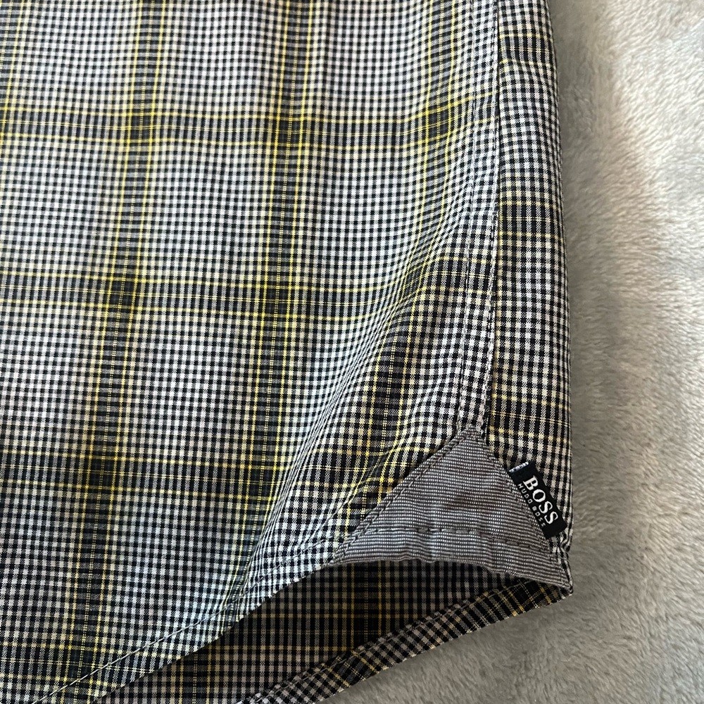 BOSS Hugo Boss Long Sleeve Button Down Sz Large Shirt Slim Fit Gray with Plaid - Picture 7 of 11